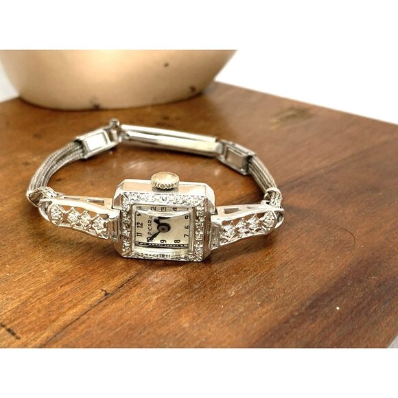 Lucien Picard Womens Watch Platinum Case Diamond Art Deco Swiss Hand Wind Petite - Picture 9 of 15